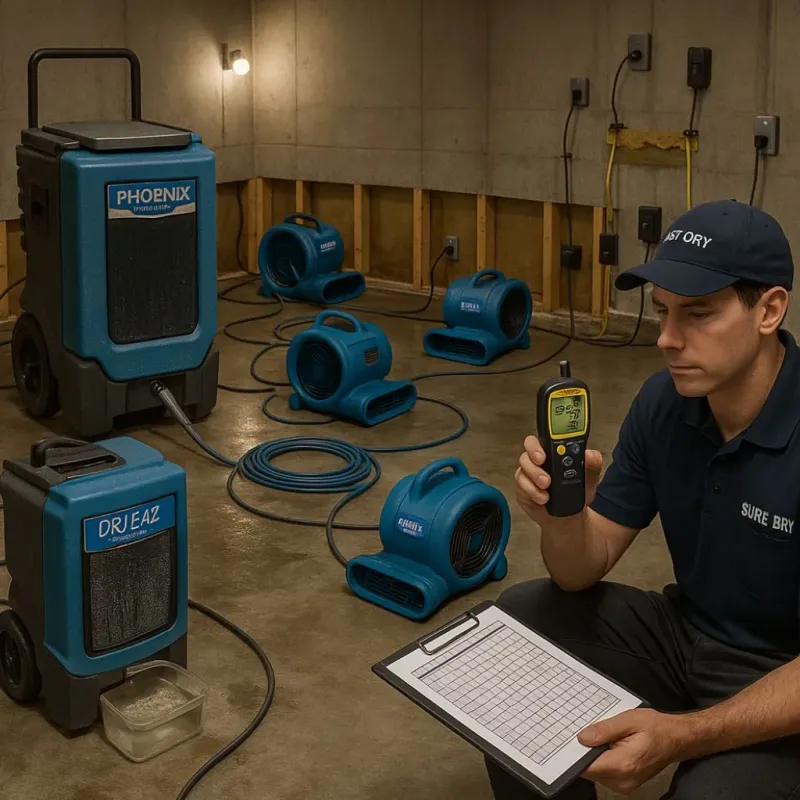 Structural Drying and Dehumidification process in Bawcomville, LA